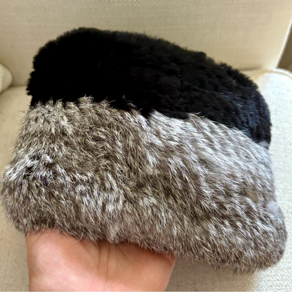 Surell Black and Purple Quilted Fur Hat
